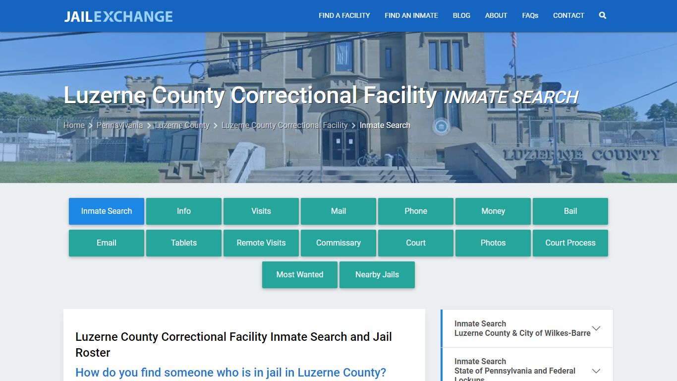 Luzerne County Correctional Facility Inmate Search - Jail Exchange